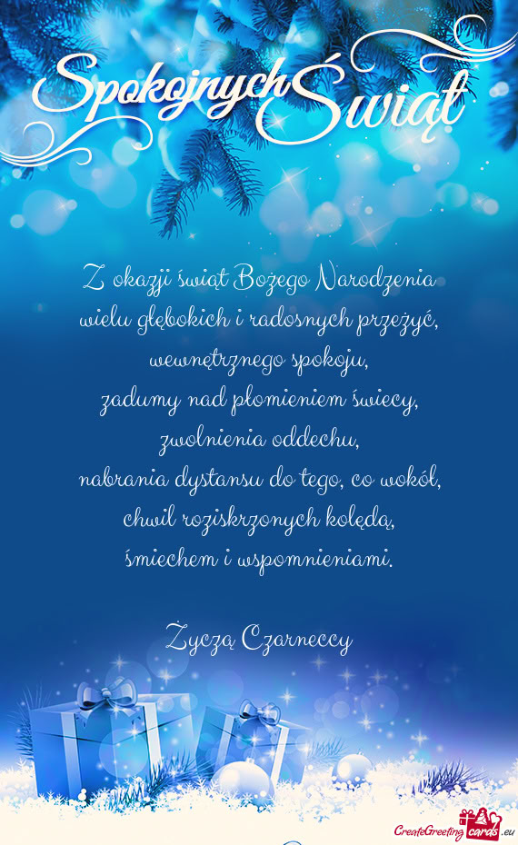 Z okazji świąt Bożego Narodzenia  wielu głębokich i radosnych przeżyć,