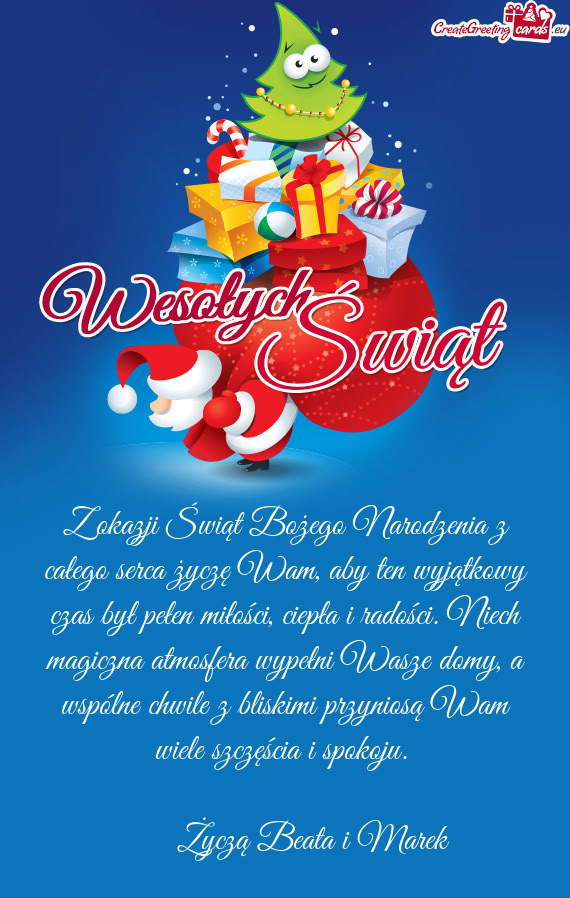 Z okazji Świąt Bożego Narodzenia z całego serca życzę Wam, aby ten