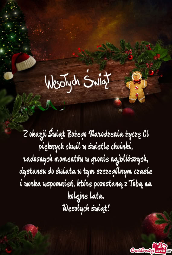 Z okazji Świąt Bożego Narodzenia życzę Ci  pięknych chwil w świetle