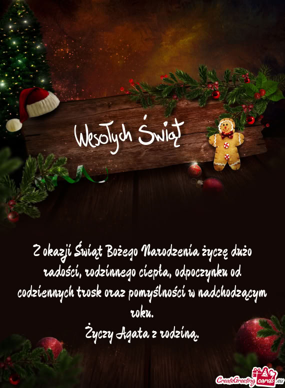 Z okazji Świąt Bożego Narodzenia życzę dużo radości, rodzinnego ciepła, odpoczynku od codzie