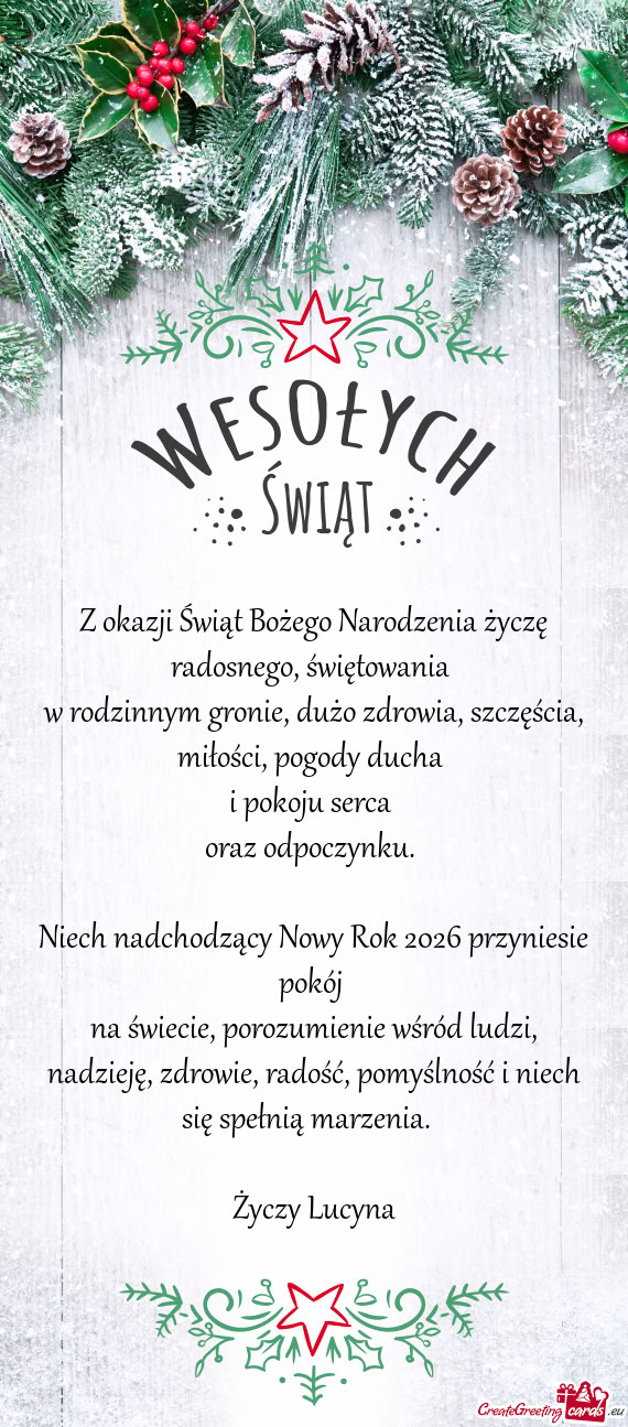 Z okazji Świąt Bożego Narodzenia życzę radosnego, świętowania