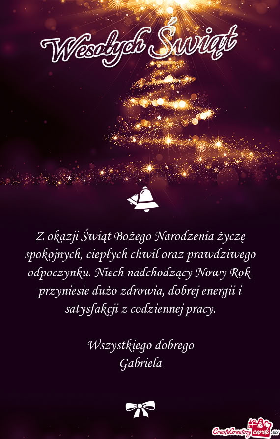 Z okazji Świąt Bożego Narodzenia życzę spokojnych, ciepłych chwil oraz prawdziwego odpoczynku