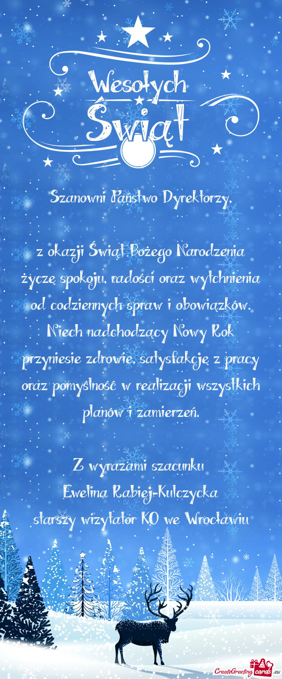 Z okazji Świąt Bożego Narodzenia życzę spokoju, radości oraz wytchnienia od codziennych spraw