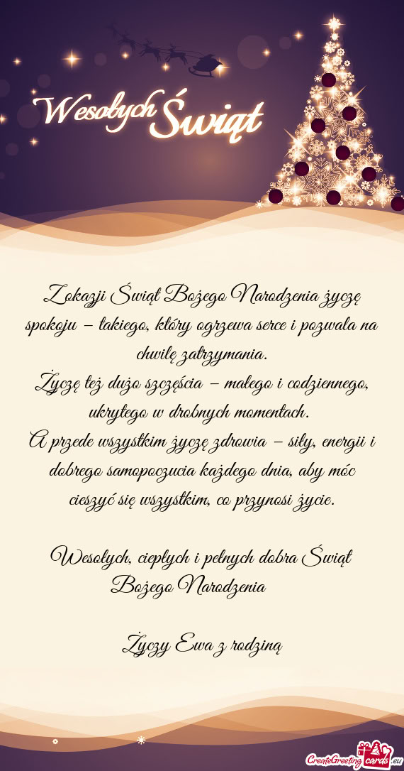 Z okazji Świąt Bożego Narodzenia życzę spokoju – takiego, który ogrzewa serce i pozwala na c