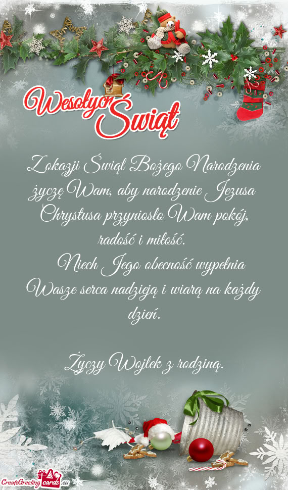 Z okazji Świąt Bożego Narodzenia życzę Wam, aby narodzenie Jezusa