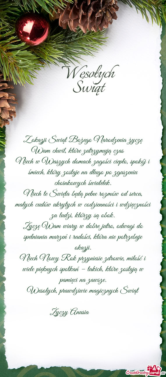 Z okazji Świąt Bożego Narodzenia życzę Wam chwil, które zatrzymują czas ✨