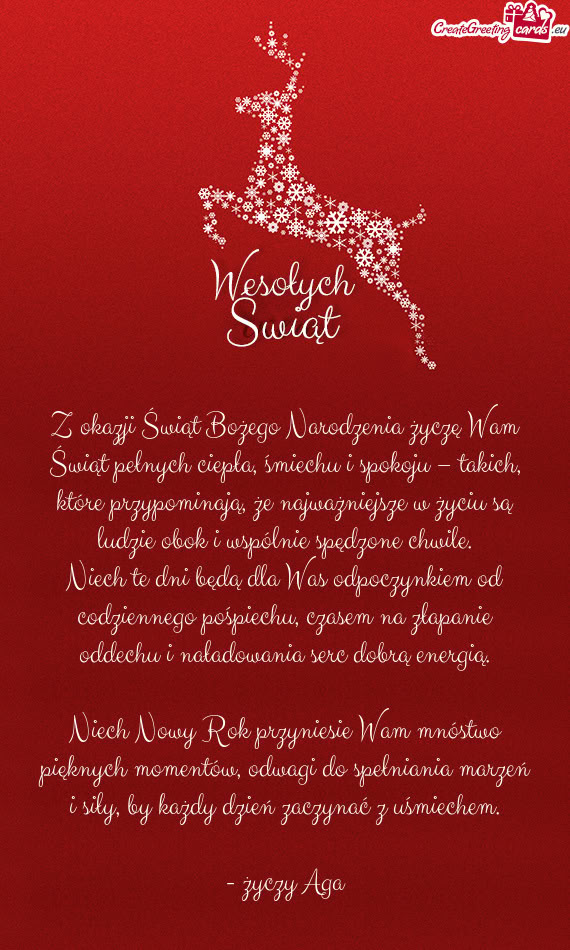 Z okazji Świąt Bożego Narodzenia życzę Wam Świąt pełnych ciepła