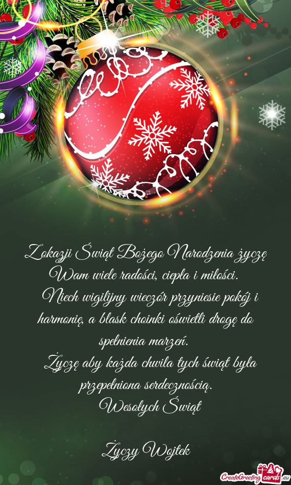 Z okazji Świąt Bożego Narodzenia życzę Wam wiele radości, ciepła i