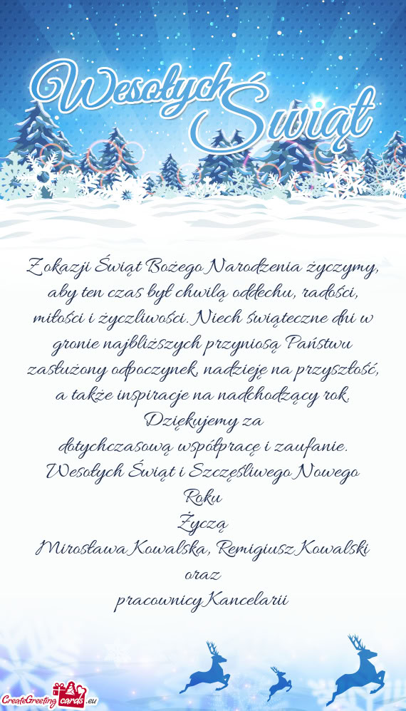 Z okazji Świąt Bożego Narodzenia życzymy, aby ten czas był chwilą oddechu, radości, miłości