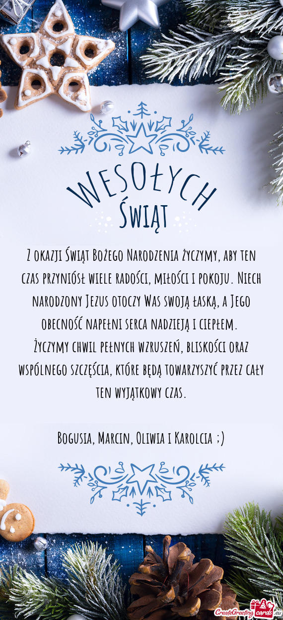 Z okazji Świąt Bożego Narodzenia życzymy, aby ten czas przyniósł wiele radości, miłości i p