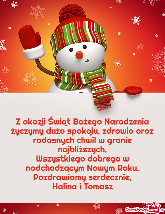 Z okazji Świąt Bożego Narodzenia życzymy dużo spokoju, zdrowia oraz radosnych chwil w gronie na