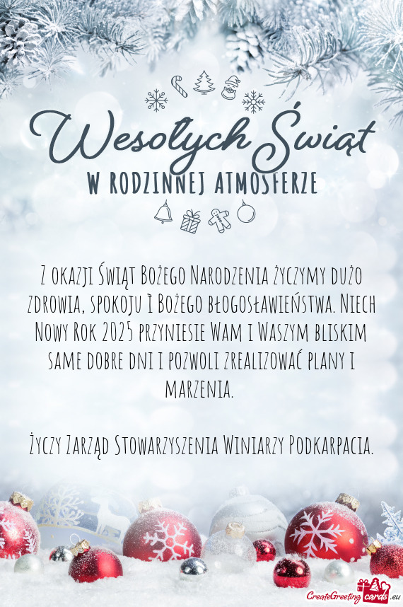 Z okazji Świąt Bożego Narodzenia życzymy dużo zdrowia, spokoju ì Bożego błogosławieństwa