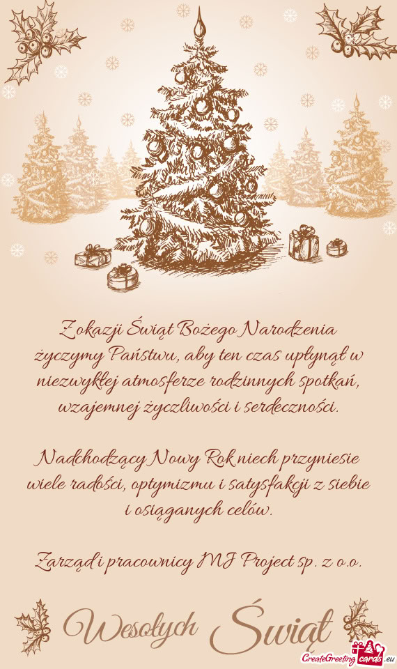 Z okazji Świąt Bożego Narodzenia życzymy Państwu, aby ten czas upłynął w niezwykłej atmosfe