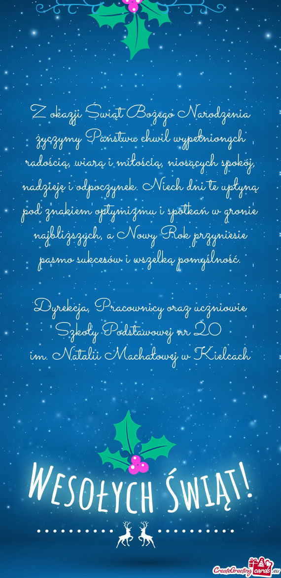 Z okazji Świąt Bożego Narodzenia życzymy Państwu chwil wypełnionych radością, wiarą i miło