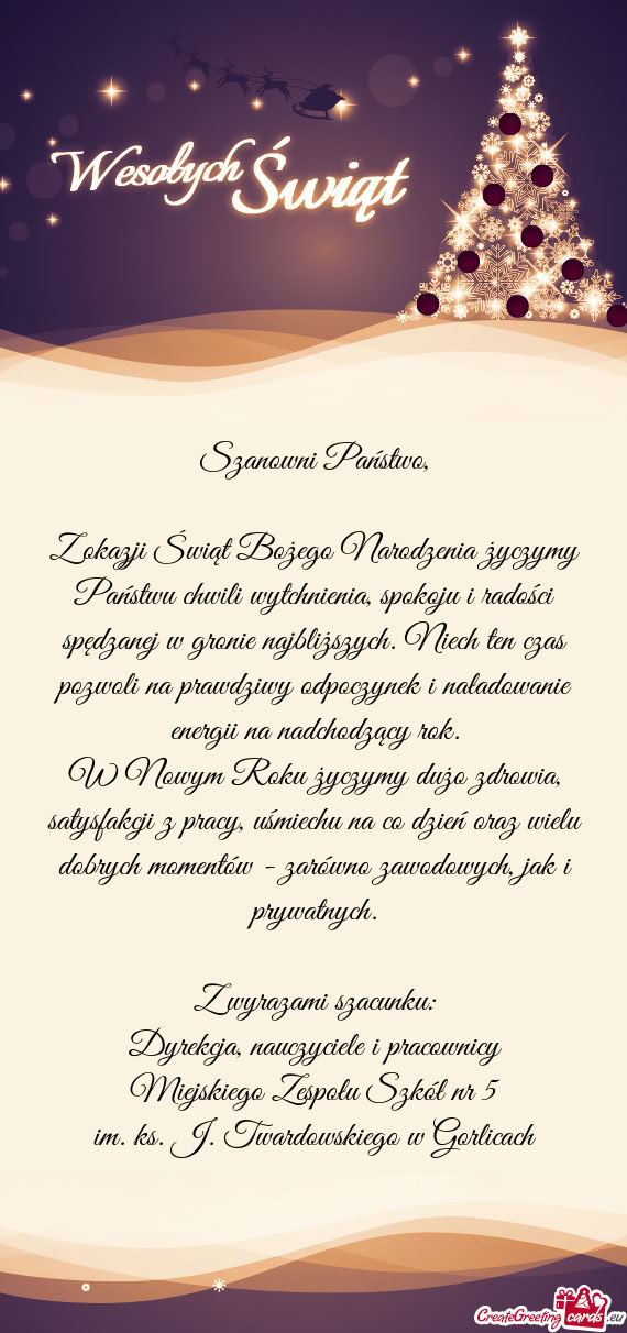 Z okazji Świąt Bożego Narodzenia życzymy Państwu chwili wytchnienia, spokoju i radości spędza