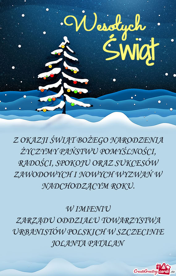Z OKAZJI ŚWIĄT BOŻEGO NARODZENIA ŻYCZYMY PAŃSTWU POMYŚLNOŚCI, RADOŚCI, SPOKOJU ORAZ SUKCESÓ
