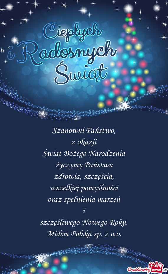 Z okazji Świąt Bożego Narodzenia życzymy Państwu zdrowia