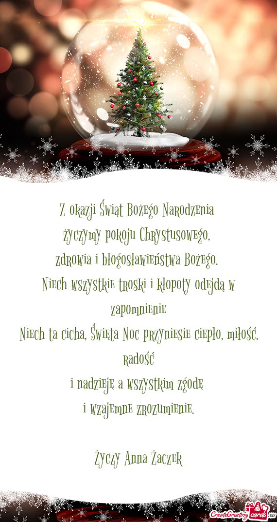 Z okazji Świąt Bożego Narodzenia   życzymy pokoju Chrystusowego,   zdrowia