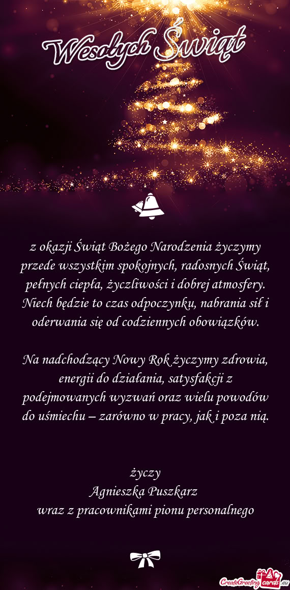 Z okazji Świąt Bożego Narodzenia życzymy przede wszystkim spokojnych, radosnych Świąt, pełnyc