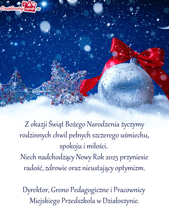 Z okazji Świąt Bożego Narodzenia życzymy rodzinnych chwil pełnych szczerego uśmiechu, spokoju