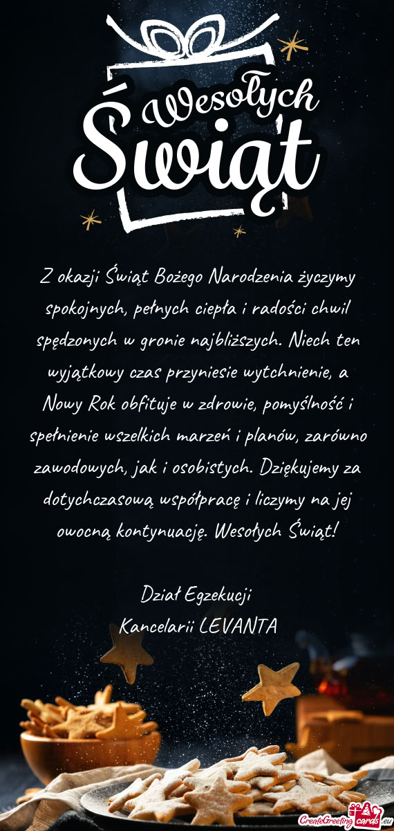 Z okazji Świąt Bożego Narodzenia życzymy spokojnych, pełnych ciepła i radości chwil spędzony
