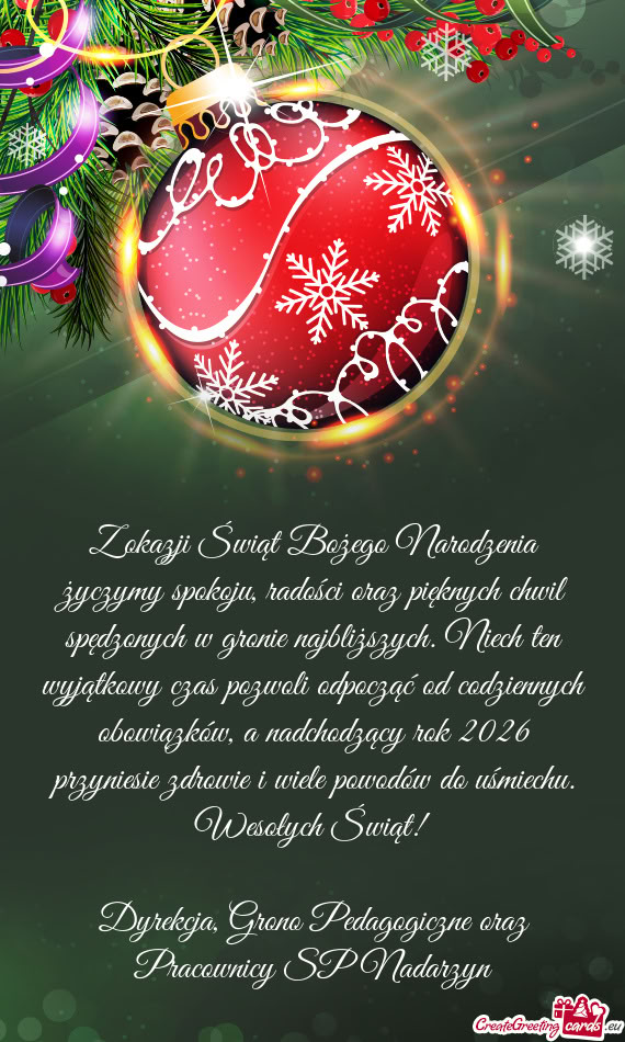 Z okazji Świąt Bożego Narodzenia życzymy spokoju, radości oraz pięknych chwil spędzonych w gr