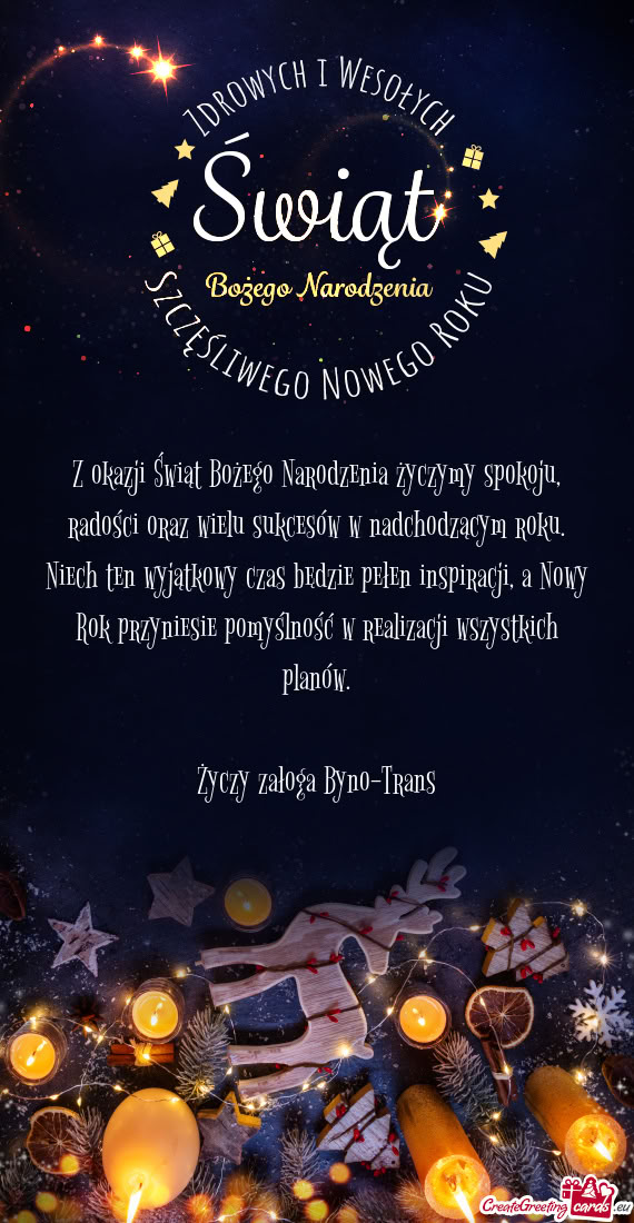 Z okazji Świąt Bożego Narodzenia życzymy spokoju, radości oraz wielu sukcesów w nadchodzącym