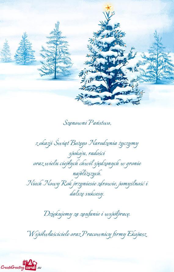 Z okazji Świąt Bożego Narodzenia życzymy spokoju, radości