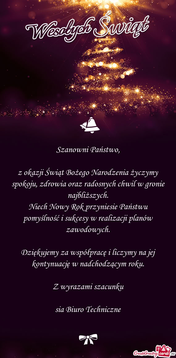 Z okazji Świąt Bożego Narodzenia życzymy spokoju, zdrowia oraz radosnych chwil w gronie najbliż