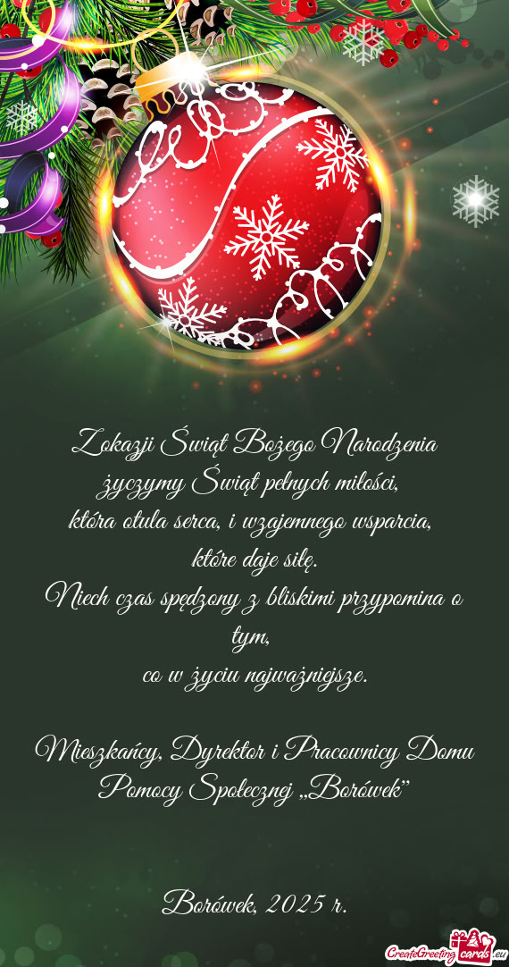 Z okazji Świąt Bożego Narodzenia życzymy Świąt pełnych miłości