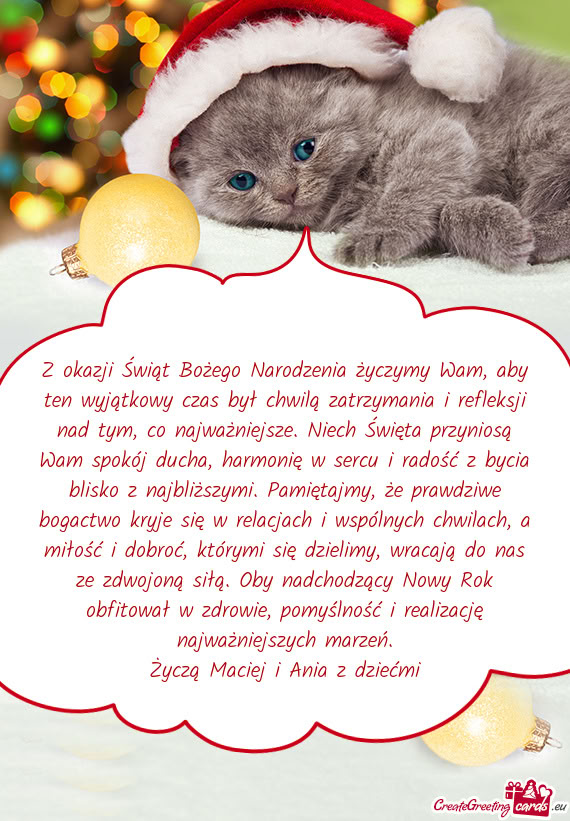 Z okazji Świąt Bożego Narodzenia życzymy Wam, aby ten wyjątkowy czas był