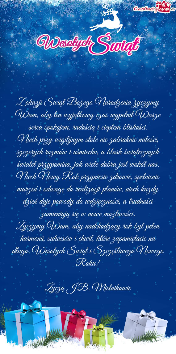 Z okazji Świąt Bożego Narodzenia życzymy Wam, aby ten wyjątkowy czas wypełnił Wasze serca spo