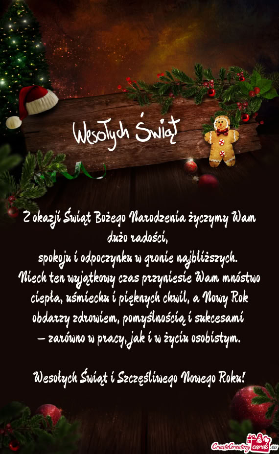 Z okazji Świąt Bożego Narodzenia życzymy Wam dużo radości