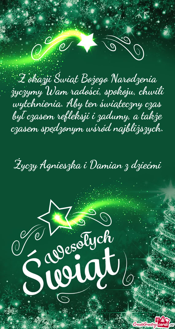 Z okazji Świąt Bożego Narodzenia życzymy Wam radości, spokoju, chwili wytchnienia. Aby ten świ