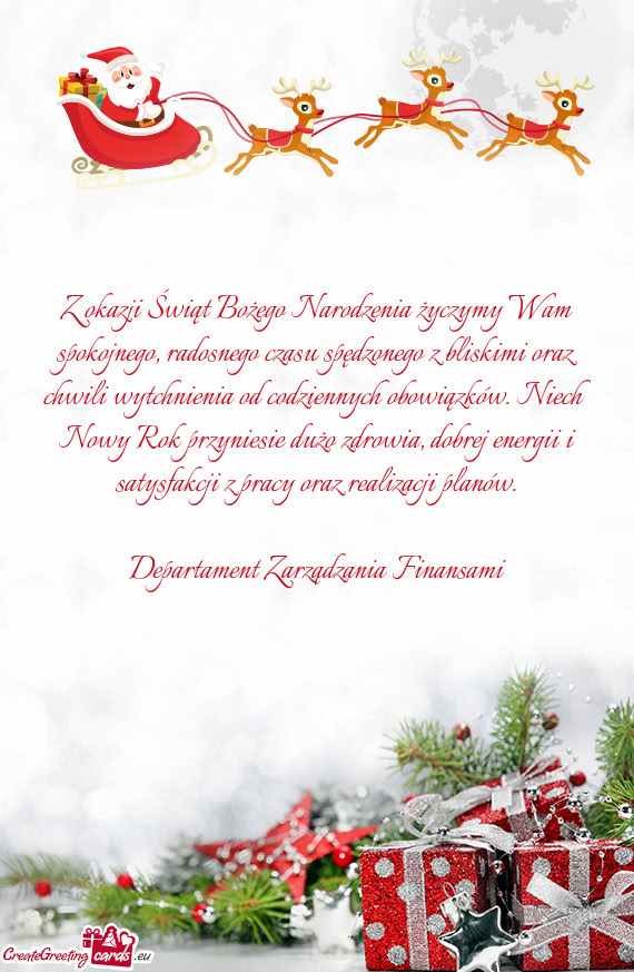 Z okazji Świąt Bożego Narodzenia życzymy Wam spokojnego, radosnego czasu spędzonego z bliskimi
