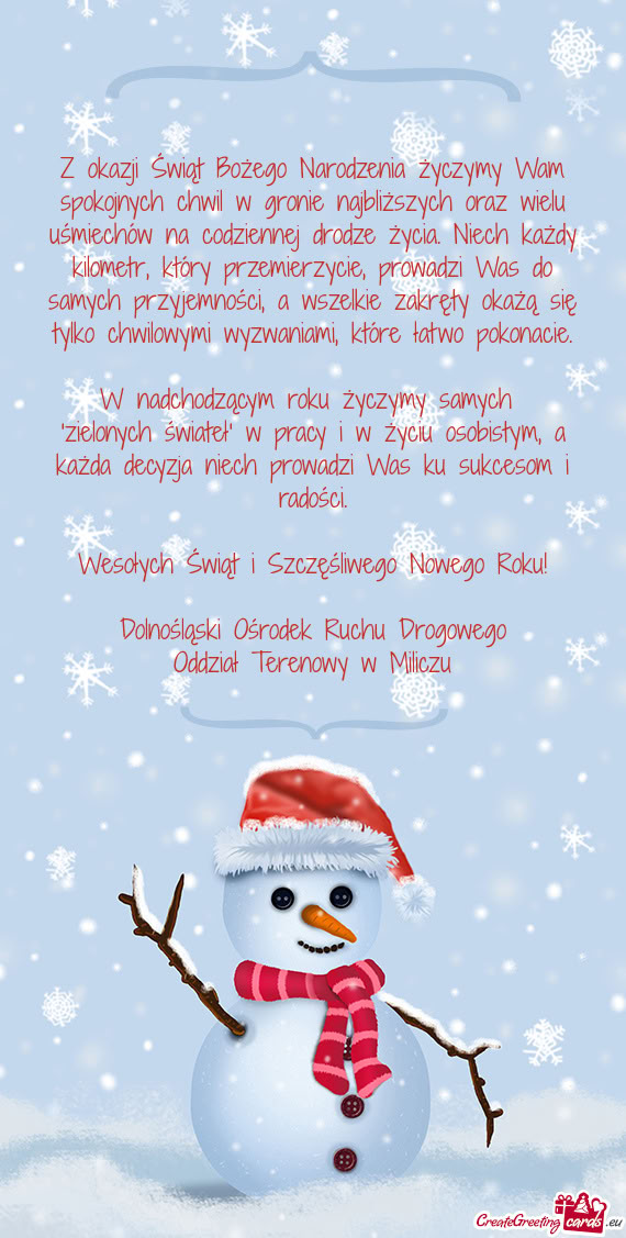 Z okazji Świąt Bożego Narodzenia życzymy Wam spokojnych chwil w gronie najbliższych oraz wielu