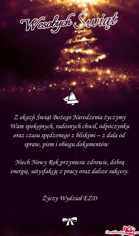 Z okazji Świąt Bożego Narodzenia życzymy Wam spokojnych, radosnych chwil, odpoczynku oraz czasu