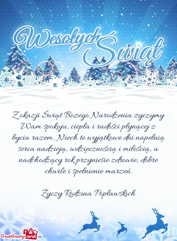 Z okazji Świąt Bożego Narodzenia życzymy Wam spokoju, ciepła i radości płynącej z bycia raze