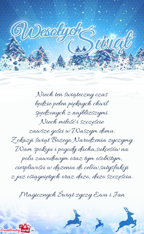 Z okazji świąt Bożego Narodzenia życzymy Wam spokoju i pogody ducha,sukcesów na polu zawodowym