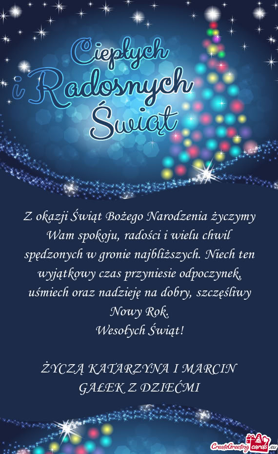 Z okazji Świąt Bożego Narodzenia życzymy Wam spokoju, radości i wielu chwil spędzonych w groni