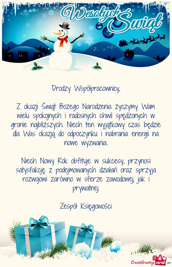 Z okazji Świąt Bożego Narodzenia życzymy Wam wielu spokojnych i radosnych chwil spędzonych w gr
