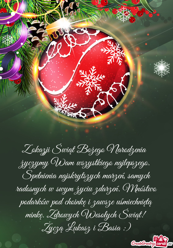 Z okazji Świąt Bożego Narodzenia  życzymy Wam wszystkiego najlepszego