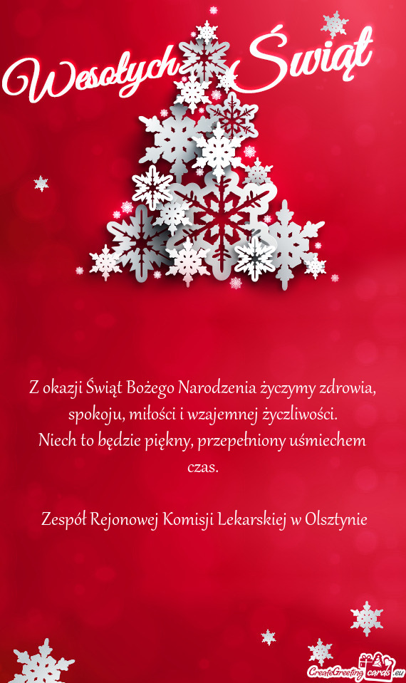 Z okazji Świąt Bożego Narodzenia życzymy zdrowia, spokoju, miłości i wzajemnej życzliwości