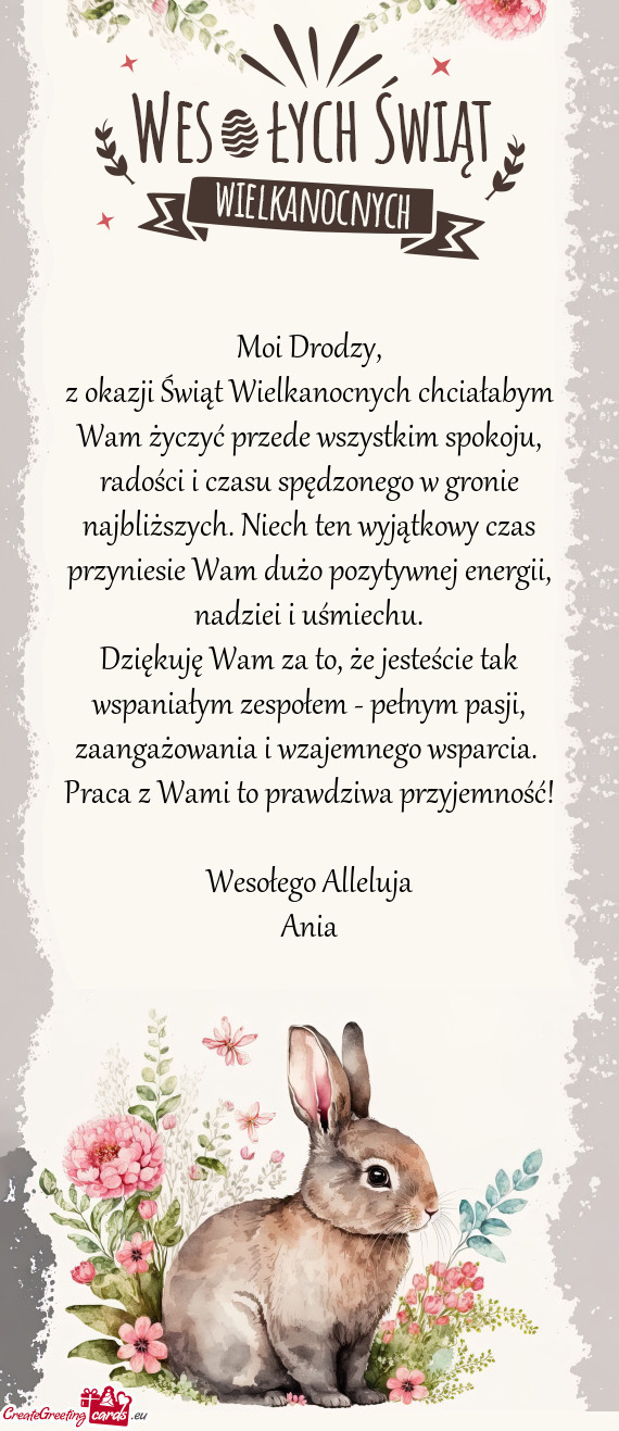 Z okazji Świąt Wielkanocnych chciałabym Wam życzyć przede wszystkim spokoju, radości i czasu s