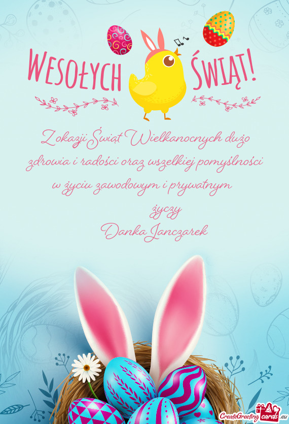 Z okazji Świąt Wielkanocnych dużo zdrowia i radości oraz wszelkiej pomyślności