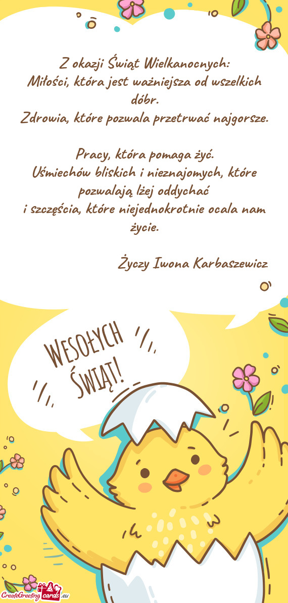 Z okazji Świąt Wielkanocnych:  Miłości, która jest ważniejsza od