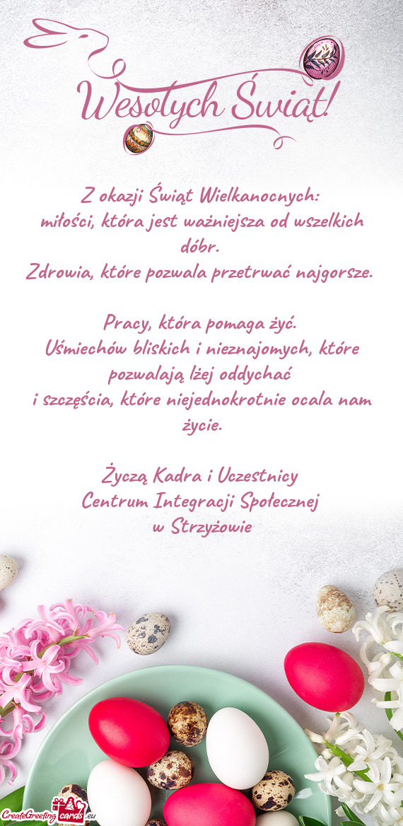 Z okazji Świąt Wielkanocnych:   miłości, która jest ważniejsza od