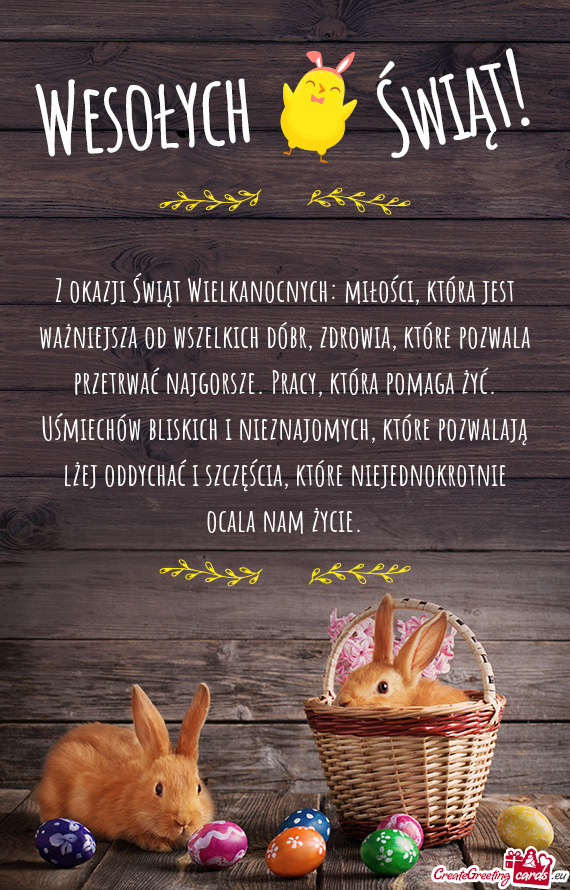 Z okazji Świąt Wielkanocnych: miłości, która jest ważniejsza od