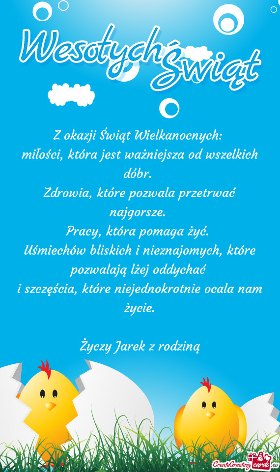 Z okazji Świąt Wielkanocnych:   miłości, która jest ważniejsza od