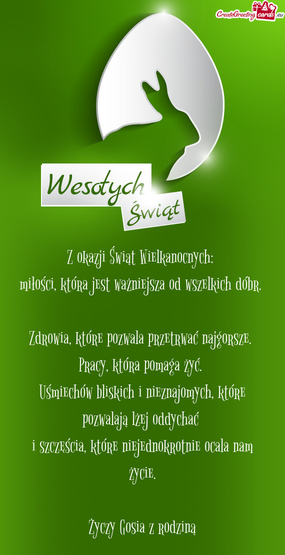 Z okazji Świąt Wielkanocnych:   miłości, która jest ważniejsza od